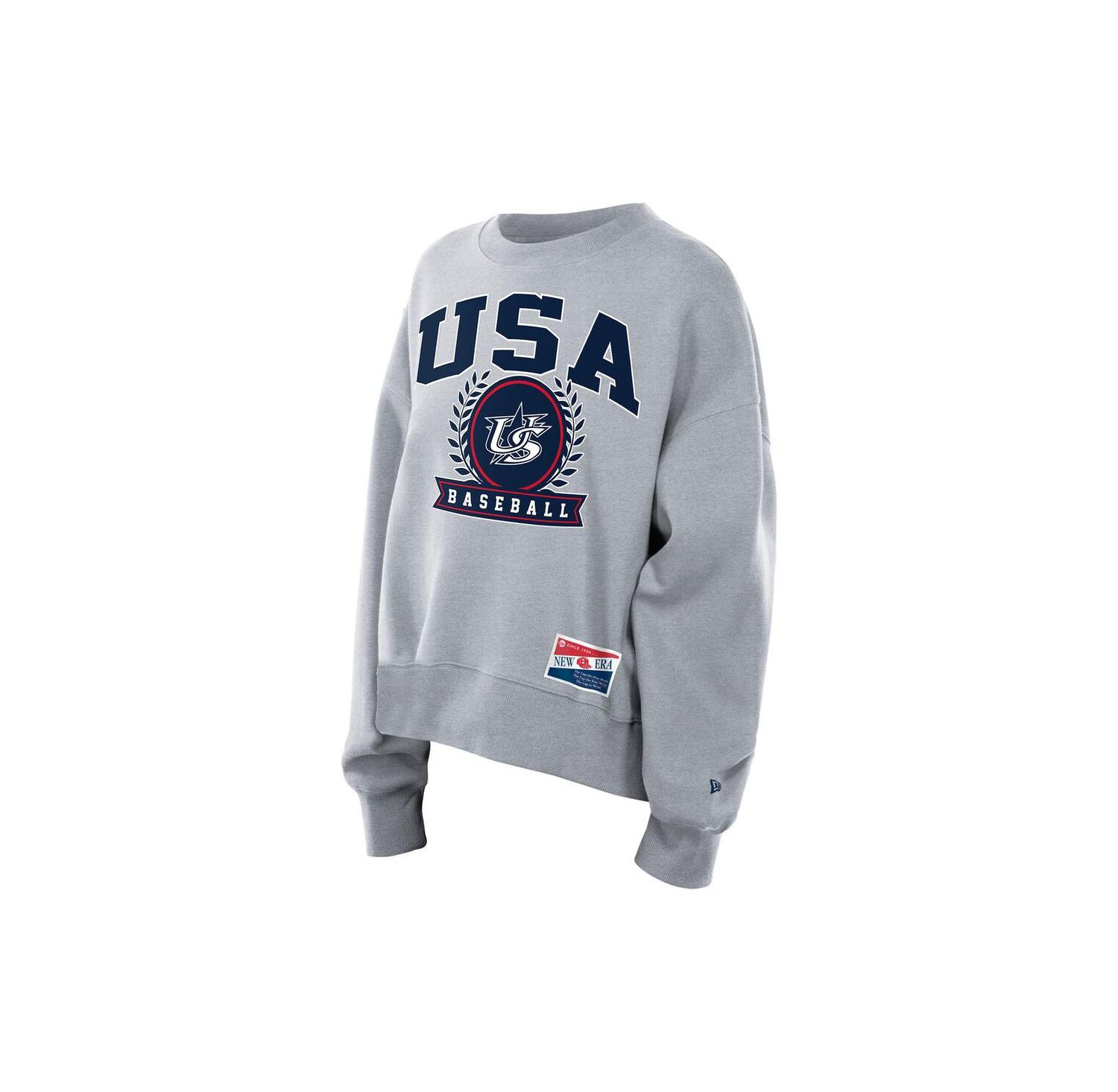 Women's Gray USA Baseball 2026 World Baseball Classic Mineral Wash Dolmen Sleeve Fleece Sweatshirt