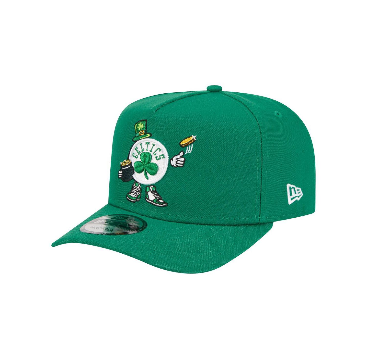 Men's Kelly Green Boston Celtics Injection Cartoon Logo A-Frame 9FIFTY Adjustable Hat