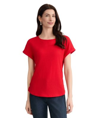 Petite Short-Sleeve Side-Button Top