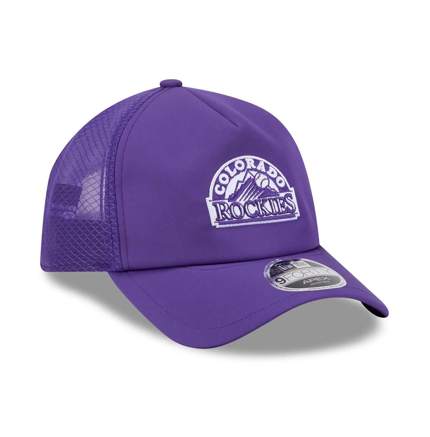 Мужская кепка New Era Purple Colorado Rockies 2026 Batting Practice Alternate Apex 9FORTY Adjustable Hat — фото 3
