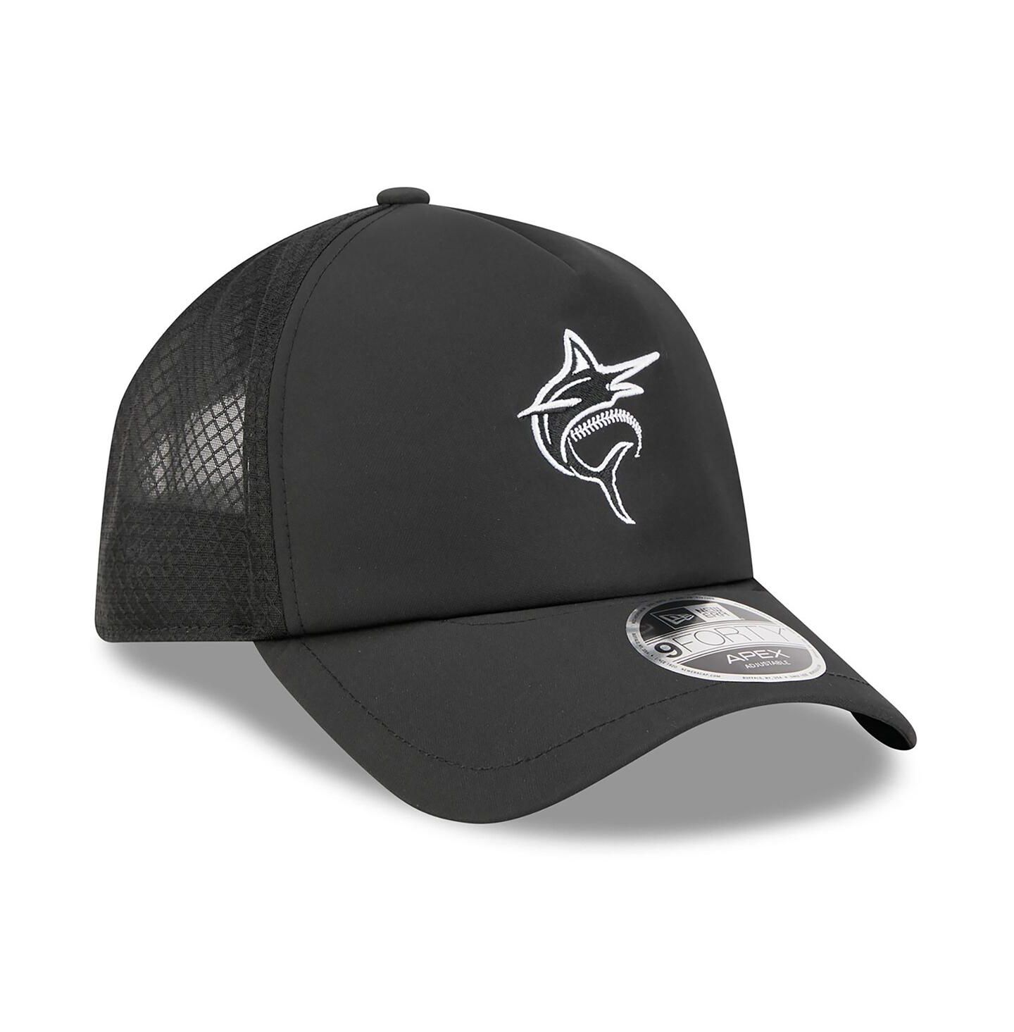 Мужская кепка New Era Black Miami Marlins 2026 Batting Practice Alternate Apex 9FORTY Adjustable Hat — фото 3