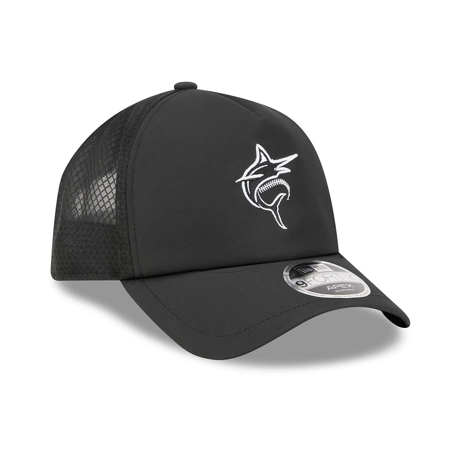 Men's Black Miami Marlins 2026 Batting Practice Alternate Apex 9FORTY Adjustable Hat