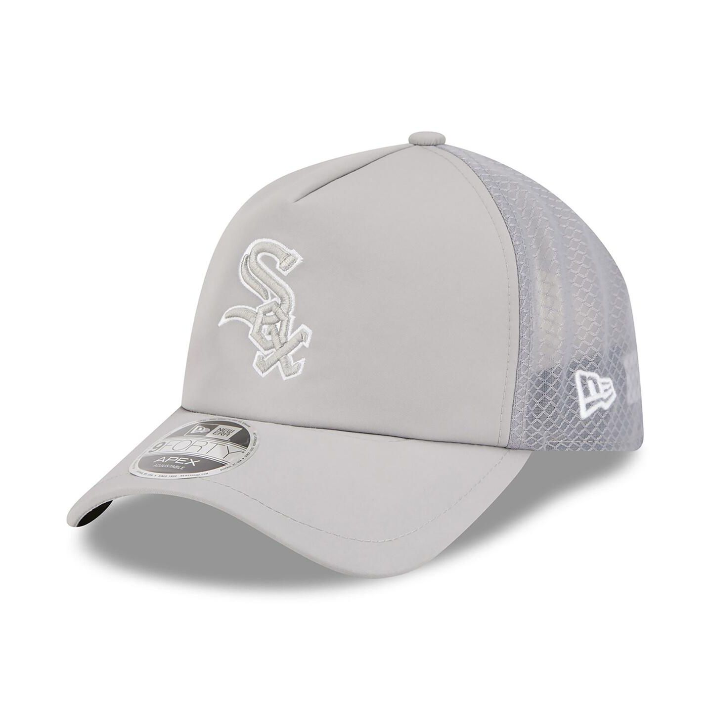 Мужская кепка New Era Gray Chicago White Sox 2026 Batting Practice Apex 9FORTY Adjustable Trucker Hat — фото 1