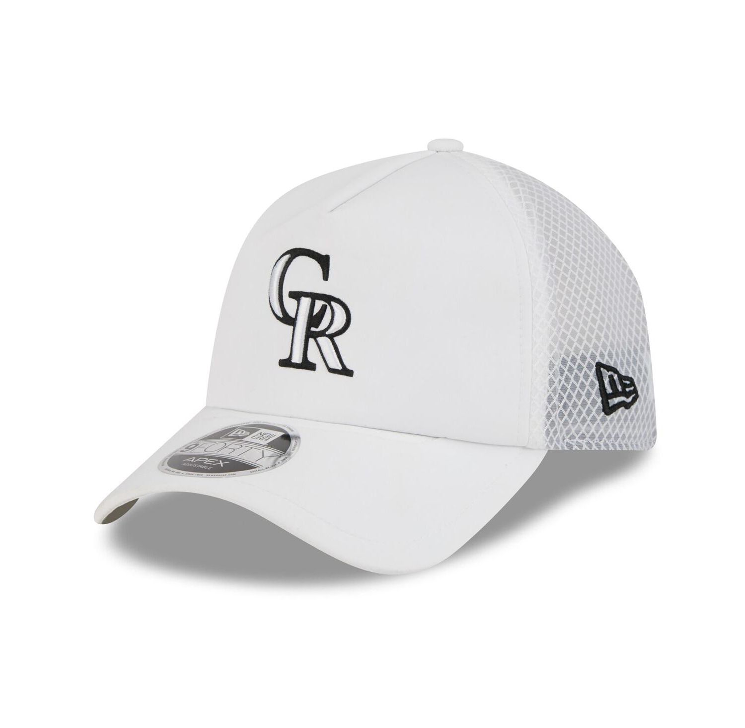 Men's White Colorado Rockies 2026 Batting Practice Apex 9FORTY Adjustable Trucker Hat