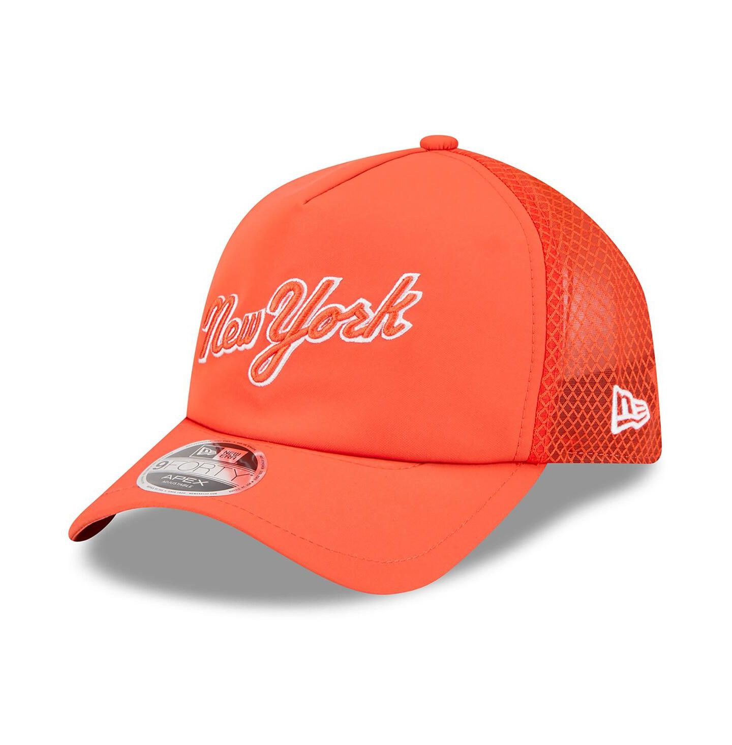 Мужская кепка New Era Orange New York Mets 2026 Batting Practice Apex 9FORTY Adjustable Trucker Hat — фото 1