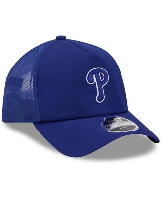 Men's Royal Philadelphia Phillies 2026 Batting Practice Apex 9FORTY Adjustable Trucker Hat