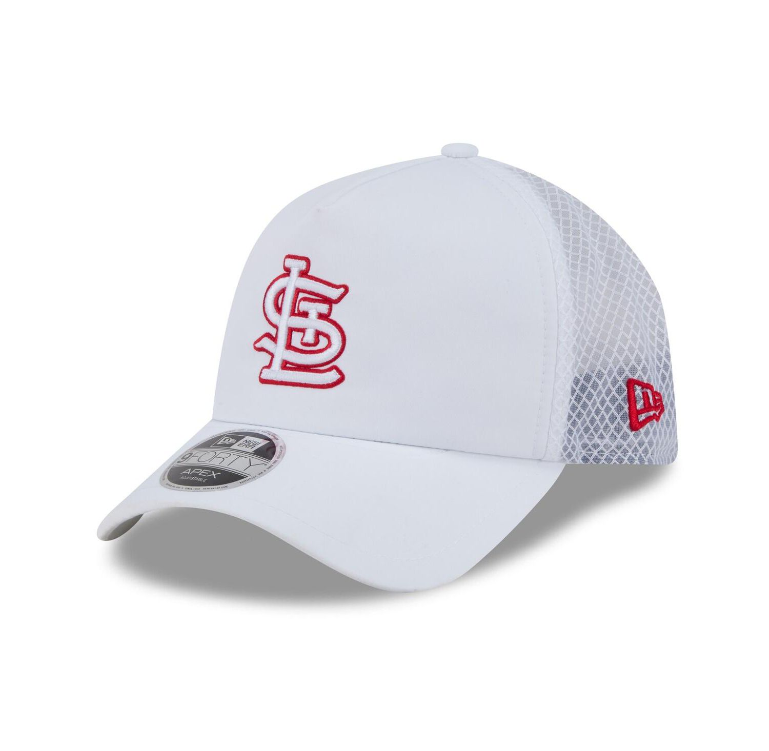 Men's White St. Louis Cardinals 2026 Batting Practice Apex 9FORTY Adjustable Trucker Hat