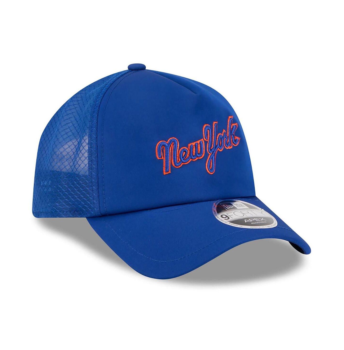 Мужская кепка New Era Royal New York Mets 2026 Batting Practice Apex 9FORTY Adjustable Trucker Hat — фото 3