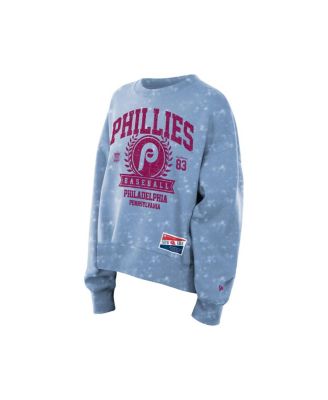 Women's Light Blue Philadelphia Phillies Throwback Oversized Boxy Sweatshirt