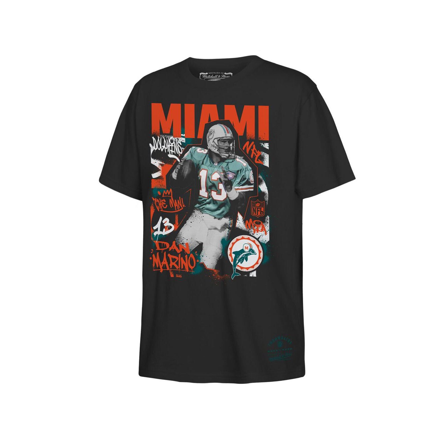 Big Boys and Girls Dan Marino Black Miami Dolphins Star Player T-Shirt