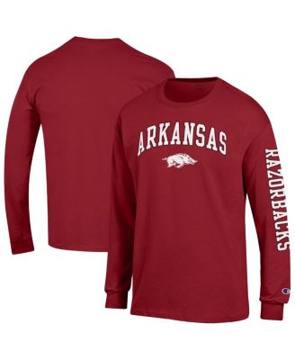 Men's Cardinal Arkansas Razorbacks Arch Over Logo 2-Hit Long Sleeve T-Shirt
