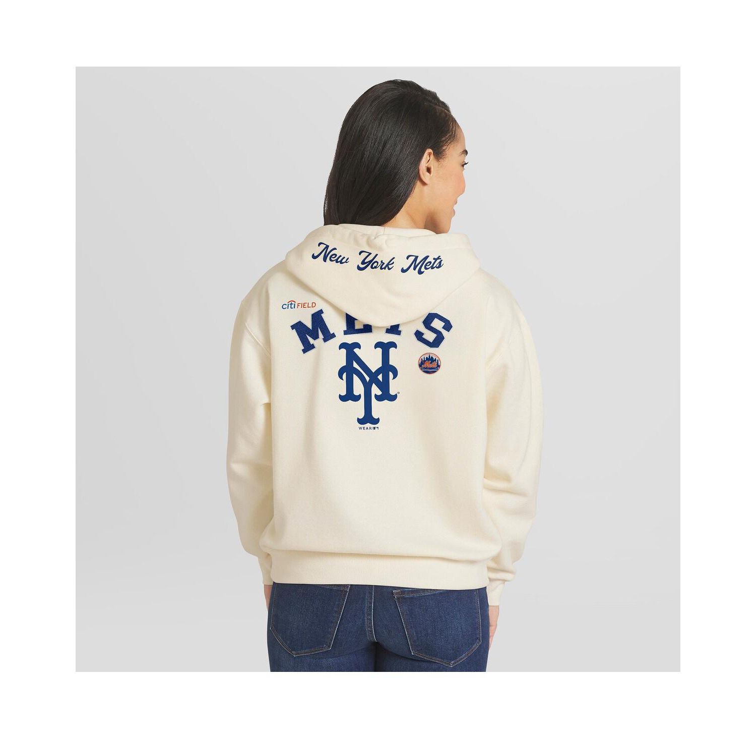 Women's Cream New York Mets Full-Zip Hoodie