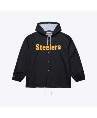 Men's Black Pittsburgh Steelers Coaches Full-Snap Hooded Windbreaker Jacket