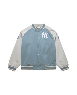 Men's Gray New York Yankees Thunderstorm Head Coach Lightweight Satin Full-Snap Jacket