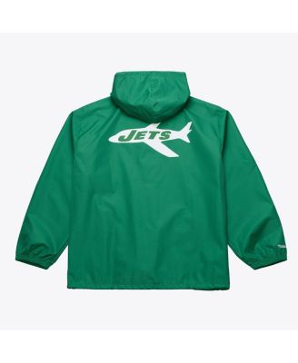 Men's Green New York Jets Coaches Full-Snap Hooded Windbreaker Jacket