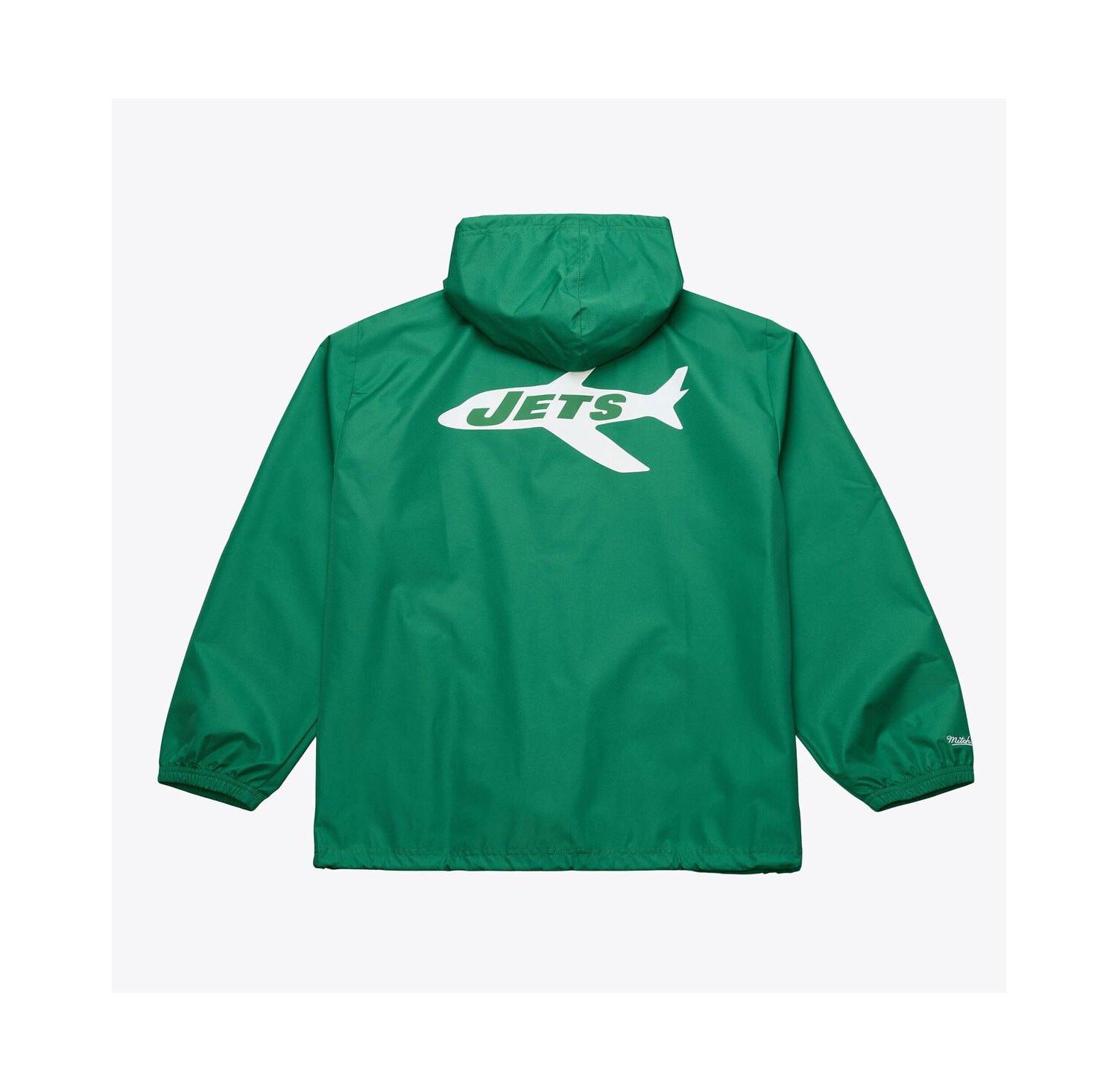 Men's Green New York Jets Coaches Full-Snap Hooded Windbreaker Jacket
