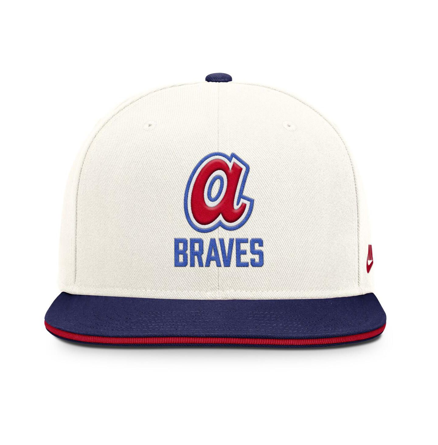 Мужская кепка Nike Cream/Royal Atlanta Braves Cooperstown Pro Dri-FIT Snapback Hat — фото 4