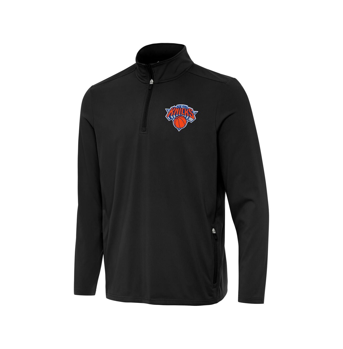 Мужская толстовка на молнии Antigua Men's Black New York Knicks Perilous Quarter-Zip — фото 1