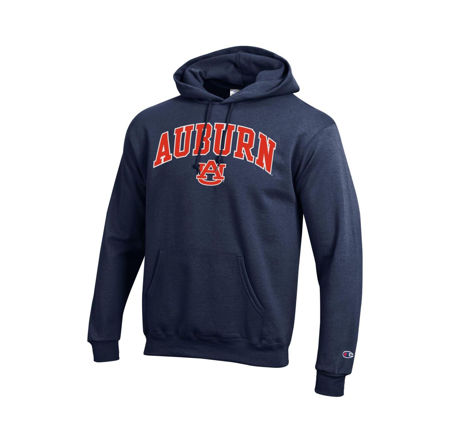 Men's Navy Auburn Tigers Arched Logo Fleece Pullover Hoodie