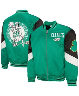 Men's Green Boston Celtics Throw It Back Heavyweight Full-Zip Satin Jacket