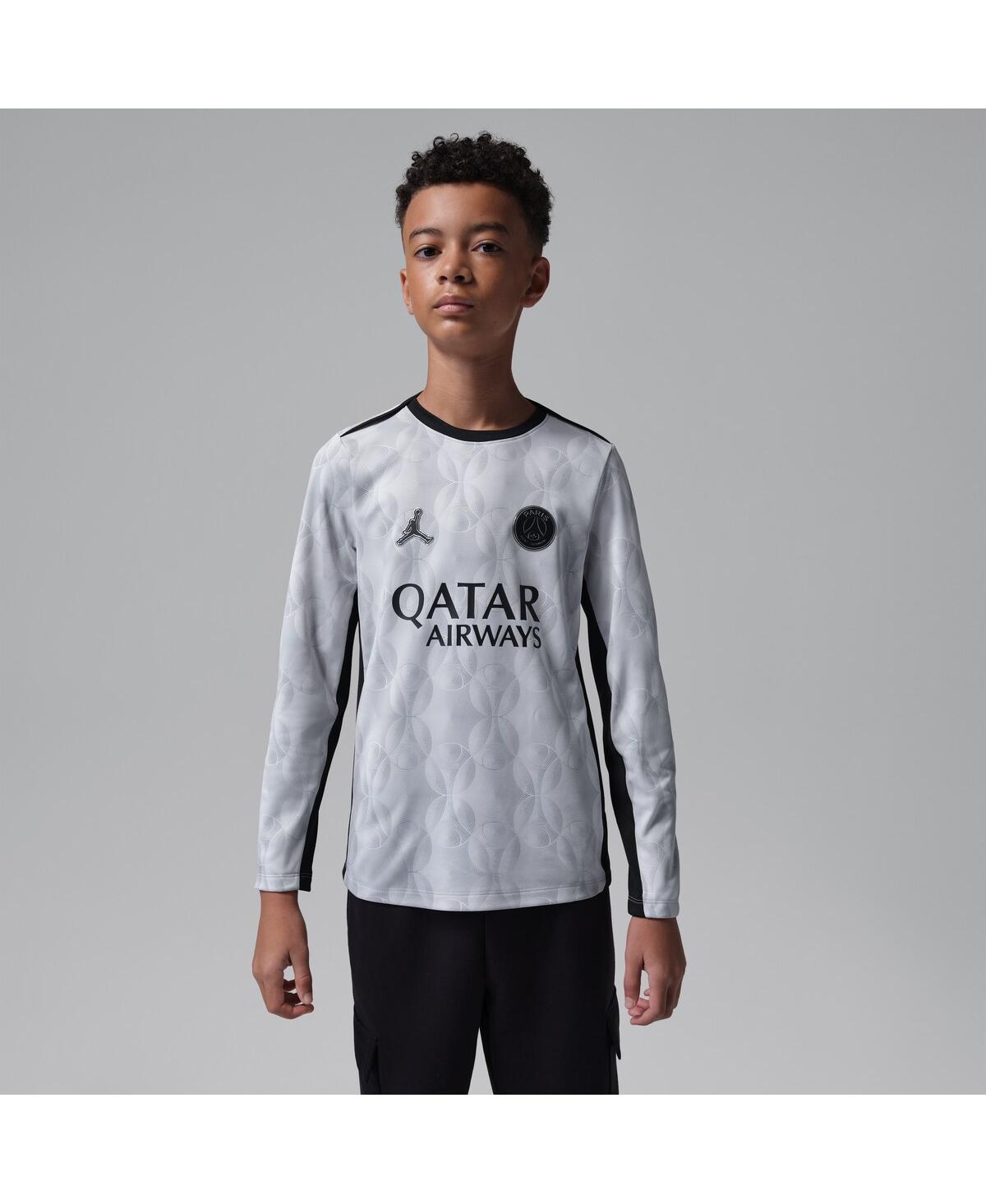 Jordan Big Boys and Girls Gray Paris Saint-Germain Long Sleeve Pre-Match Dri-fit Jersey - Gray