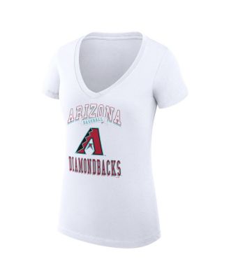 Women's White Arizona Diamondbacks Super-Slim Fit Lightweight Team Logo Graphic V-Neck T-Shirt