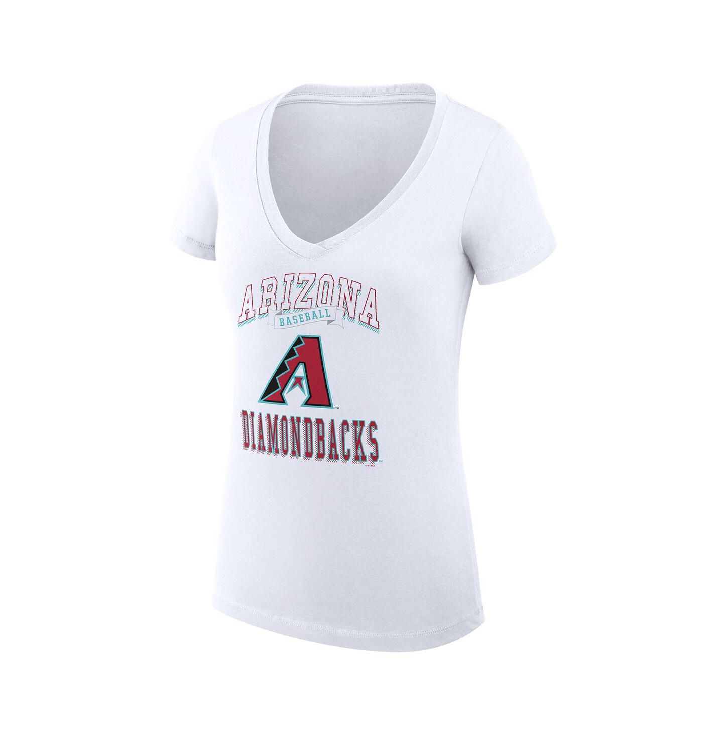 Женская футболка G-III 4Her by Carl Banks White Arizona Diamondbacks Super-Slim Fit Lightweight Team Logo Graphic V-Neck — фото 3