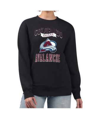 Women's Black Colorado Avalanche Team Logo Tri-Blend Fleece Pullover Sweatshirt