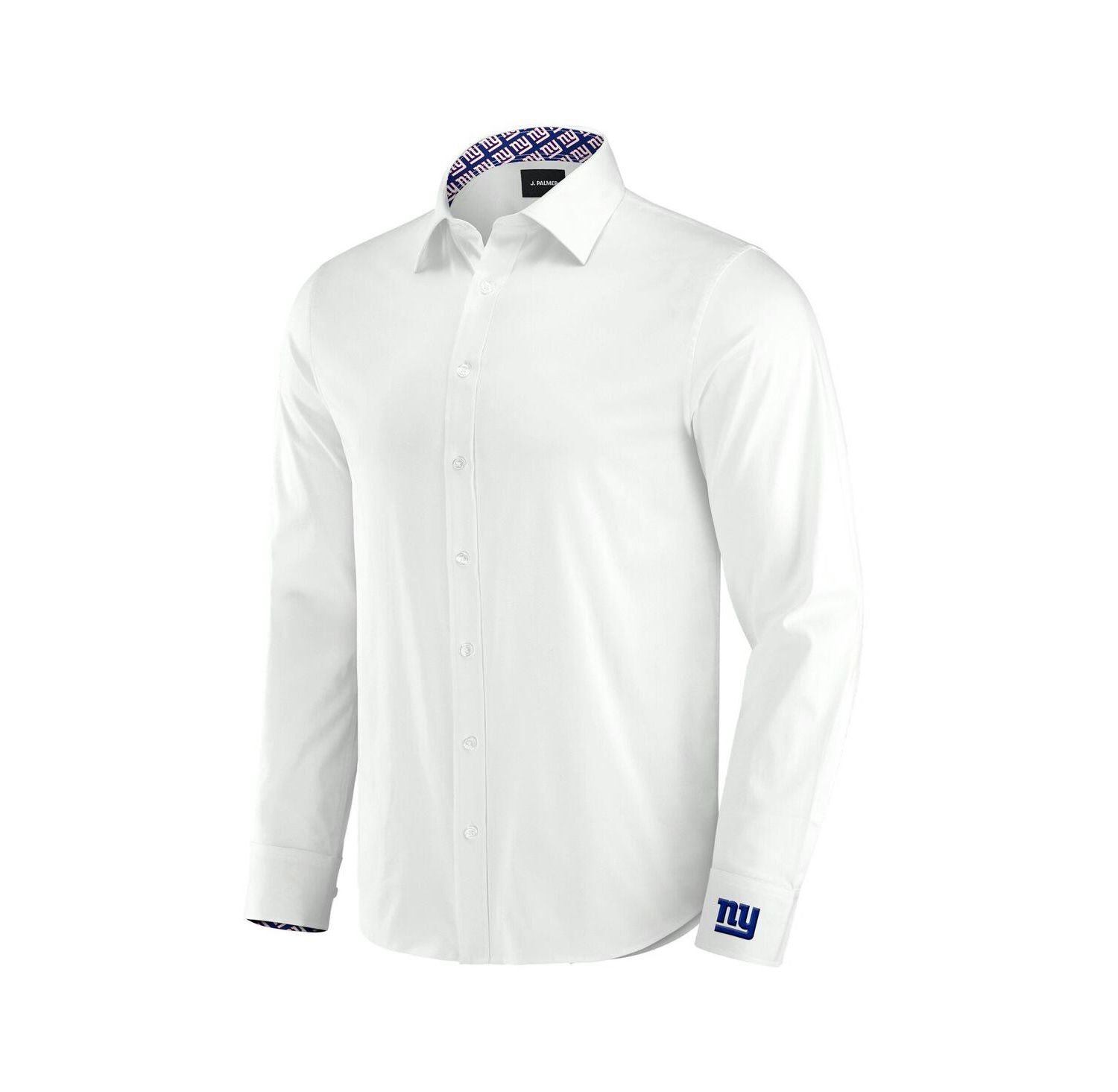 Men's White New York Giants Man-In-Motion Long Sleeve Button-Up Dress Shirt