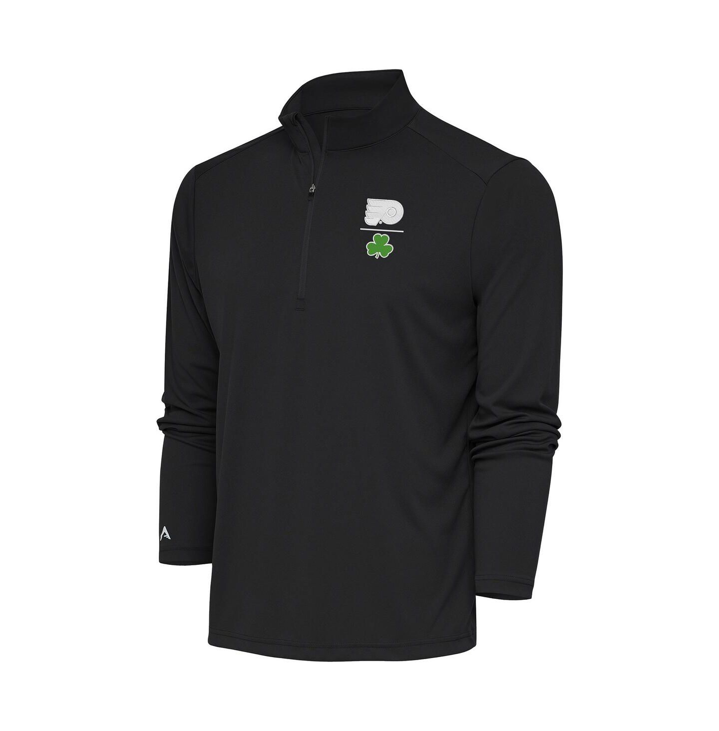 Мужская толстовка Antigua Charcoal Philadelphia Flyers Shamrock Tribute Quarter-Zip — фото 1