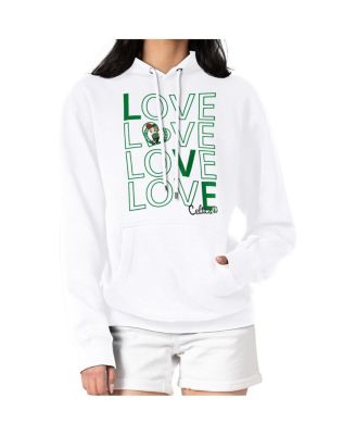 Women's White Boston Celtics Basketball Love Fleece Pullover Hoodie