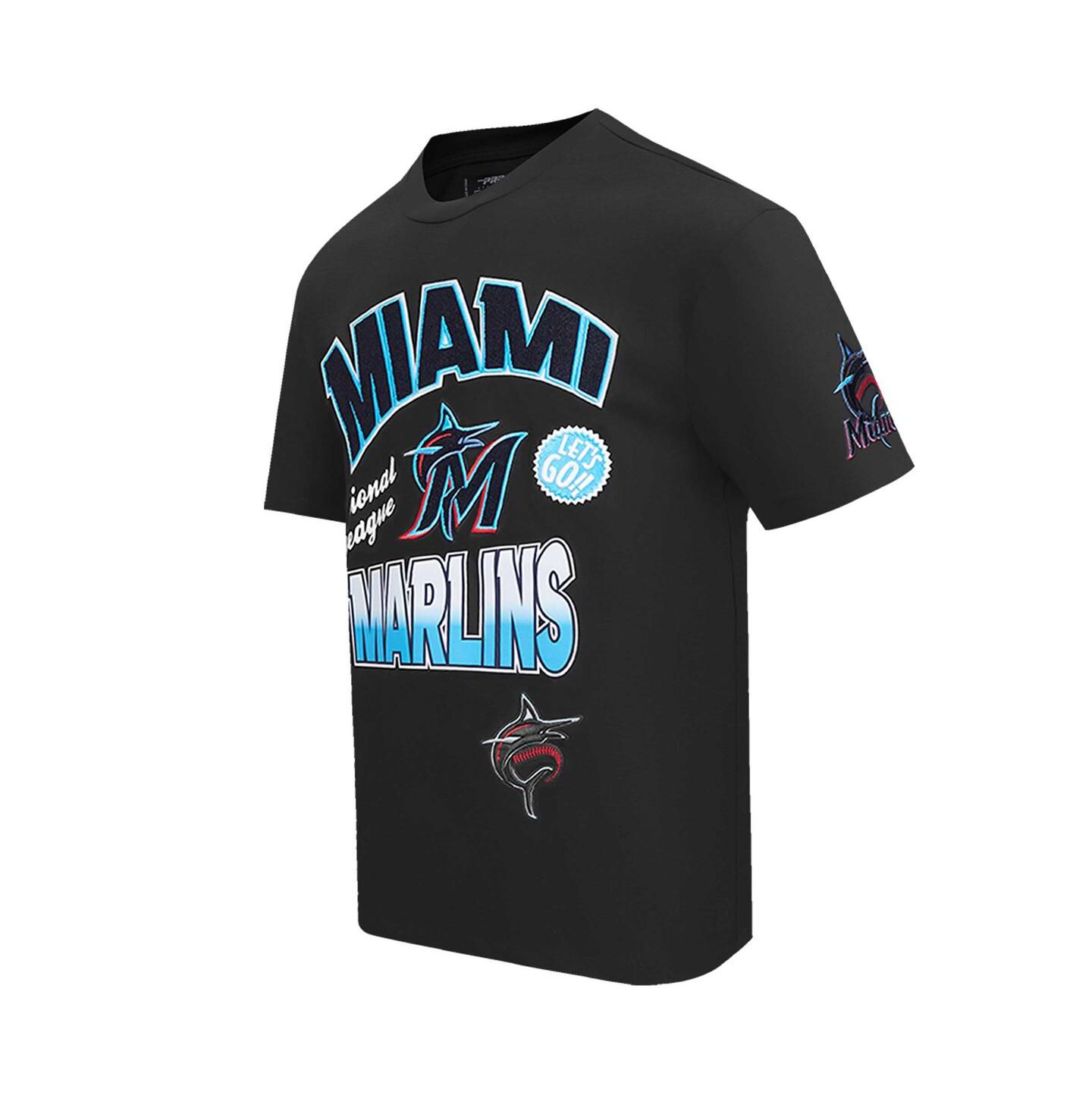 Мужская футболка Pro Standard Black Miami Marlins Turn It Up Dropped Shoulder — фото 4