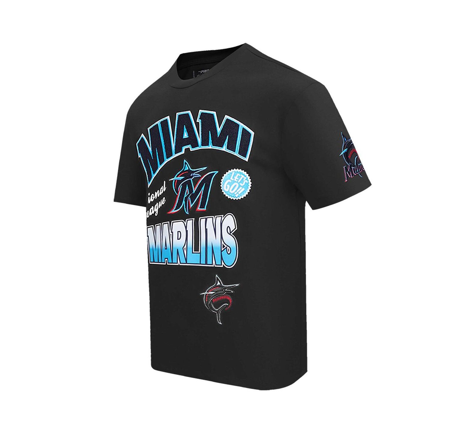 Men's Black Miami Marlins Turn It Up Dropped Shoulder T-Shirt