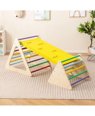 3 Piece Toddler Triangle Set Montessori with 2 Climbing Triangles and 1 Ramp