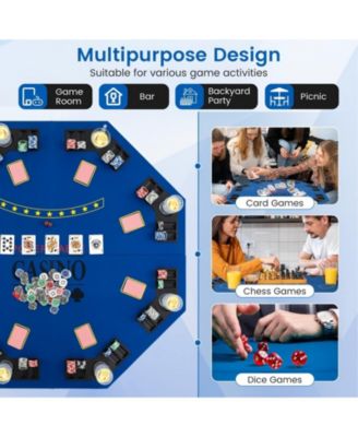 84 Inch 10 Player Folding Poker Table Top with Cup Holders and Casino Felt Surface