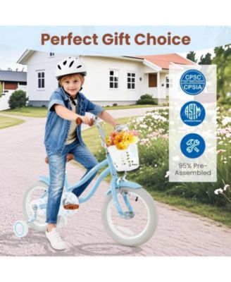 18 Inch Kids Bike with Adjustable Seat and Bell for Kids 3-8 Years Olds
