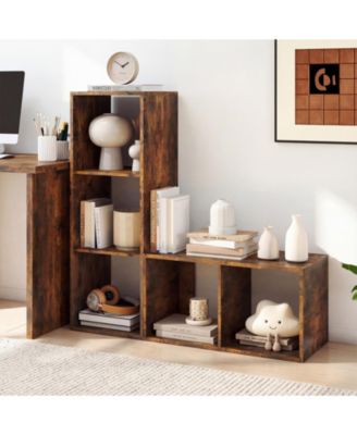 2-Cube Bookshelf with Back Guardrail for Living Room