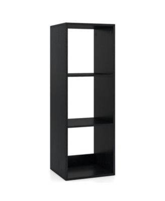 3-Cube Bookshelf with Back Guardrail for Living Room