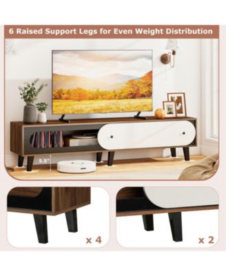 Mid Century Modern TV Stand for 80 in TVs with Storage