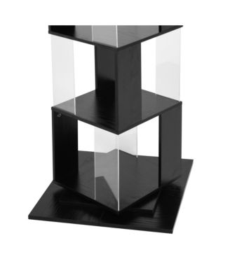 360° Rotating Bookshelf, 5-Tier Floor Standing Bookcase,  Modern Display Rack with Acrylic Plate, Anti-toppling Base for Living Room