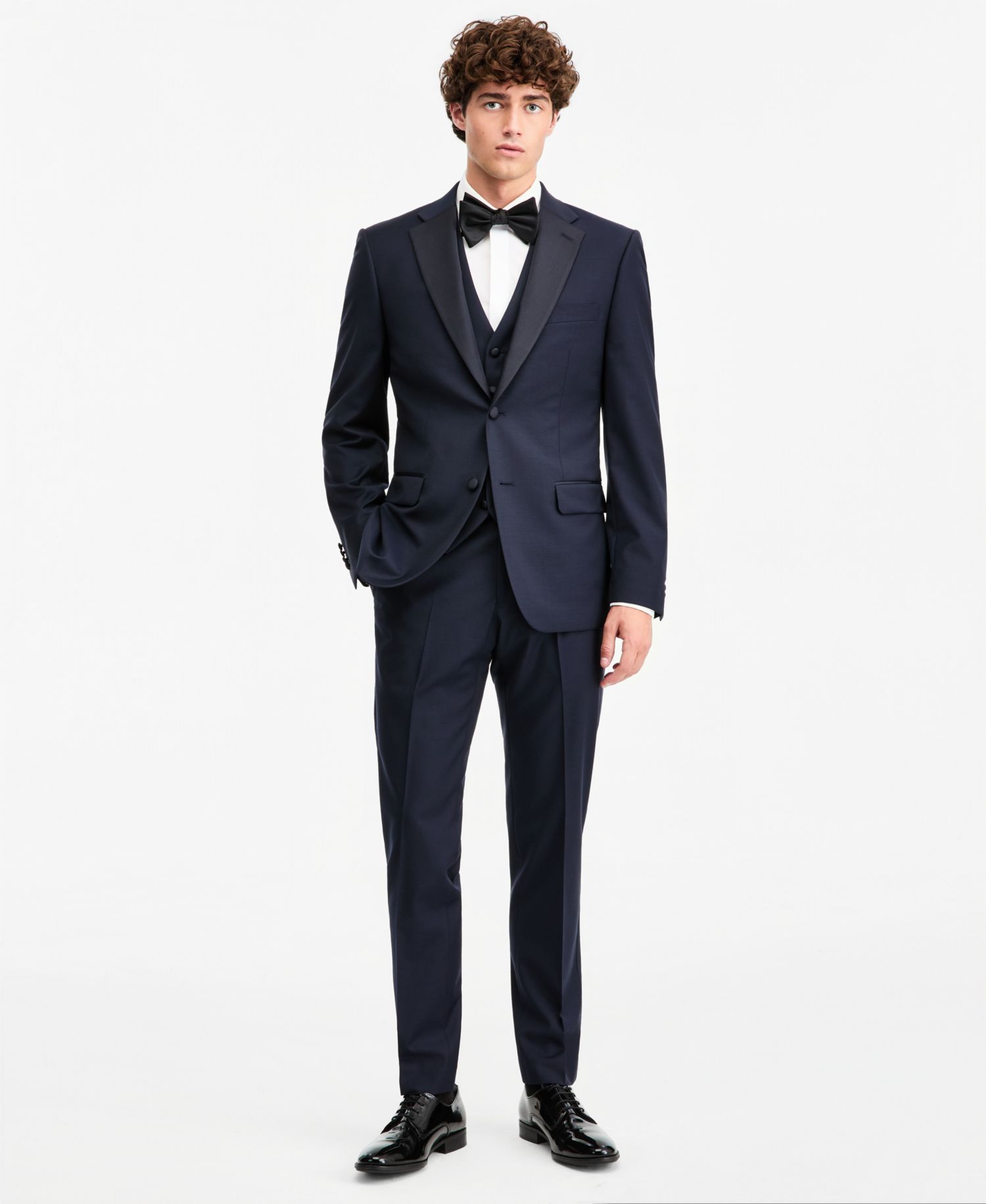 Men's Modern-Fit Flex Stretch Black Tuxedo Pants