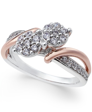 image of Two Souls, One Love Diamond Anniversary Ring (1/2 ct. t.w.) in 14k White and Rose Gold
