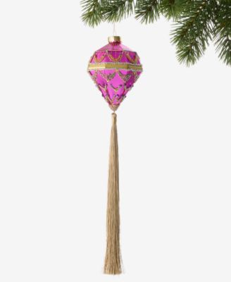 Peacock Diamond-Shape Tasseled Ornament