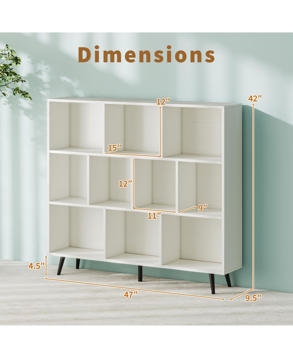 Slickblue 10-Cube Organizer Bookcase with Sturdy Metal Frame