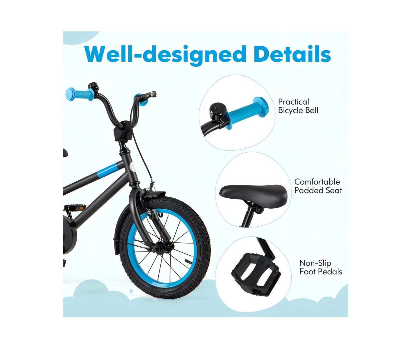 Детская игрушка HONGGE 14-Inch Kids Bike with Adjustable Handlebar and Saddle, цвет: Чёрный — фото 3