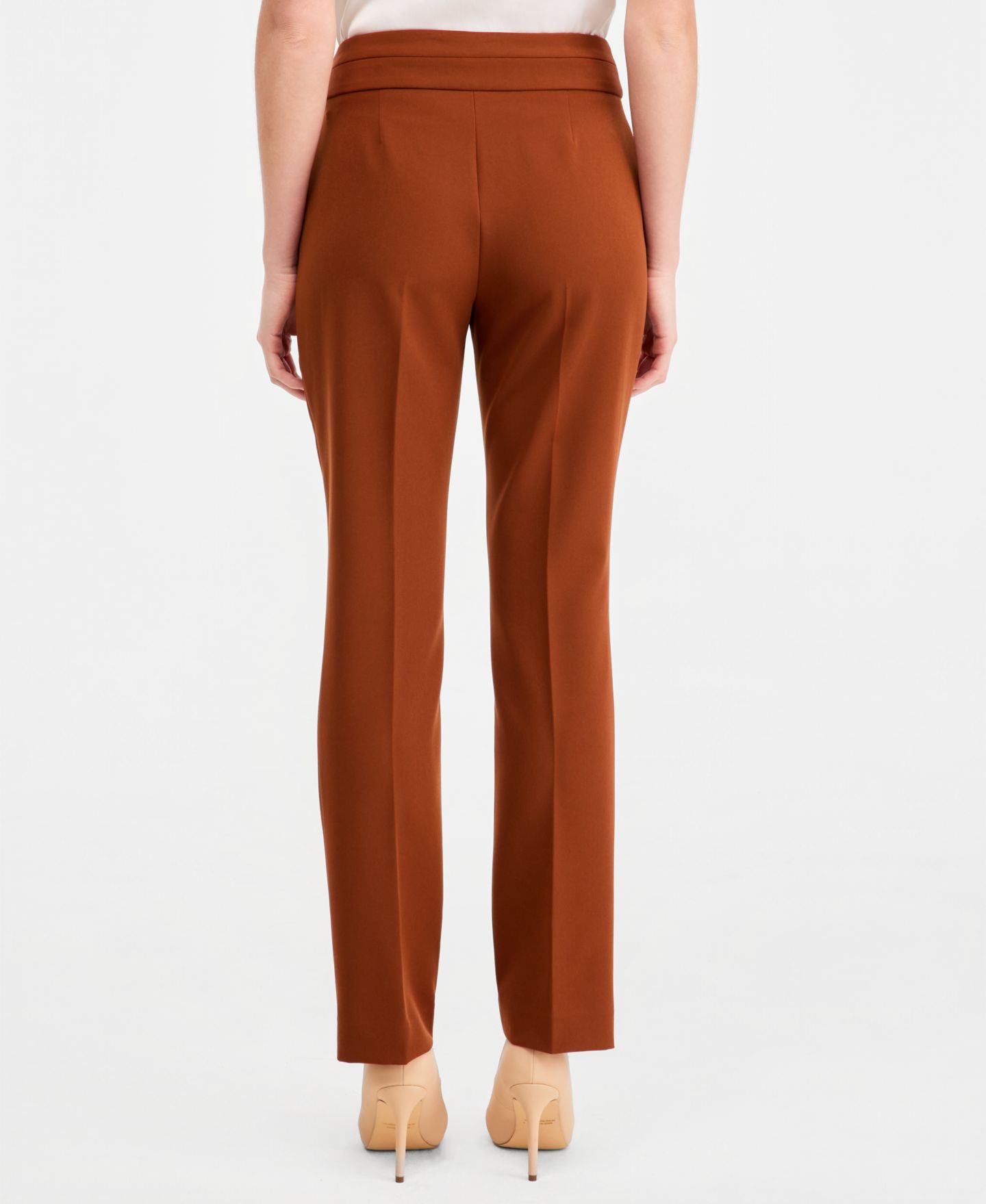 Женские брюки Tahari ASL Petite Mid-Rise Straight-Leg, цвет: Коричный — фото 4