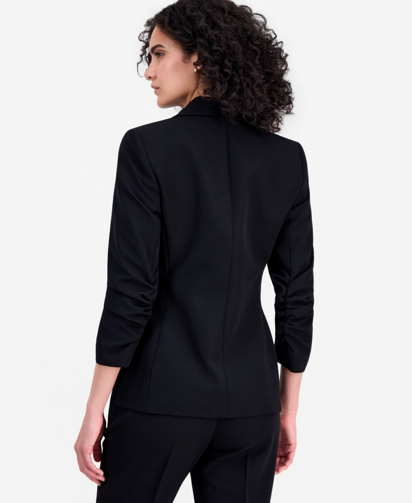 Женский пиджак Tahari ASL Ruched-Sleeve Double-Breasted Blazer, цвет: Чёрный — фото 4