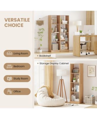 Slim 5-Tier Cube Bookshelf with Anti-Tipping Hardware