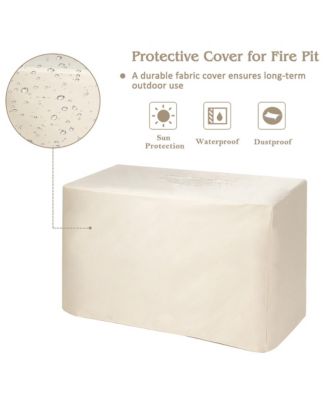 7PCS Patio Rattan Furniture Set Fire Pit Table Cover Cushion