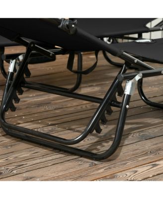 2-piece Chaise Lounge w/ Adjustable Backrest and Sunshade,